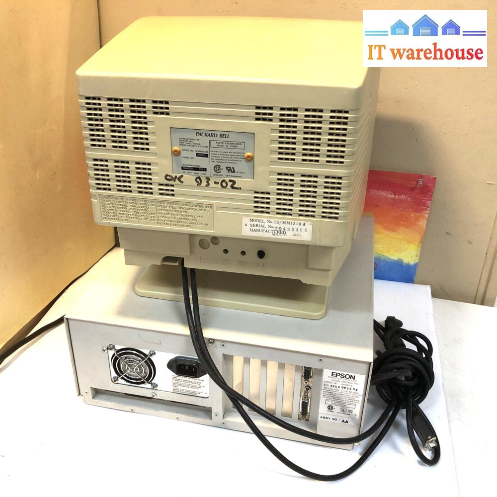 $ Vintage Epson Apex Plus Ap3001A Computer No Hdd /W Monitor Tested