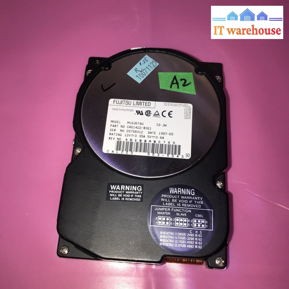 Vintage Fujitsu M1636TAU 1.2GB  3.5"  IDE Internal Hard Drive  5400RPM TESTED-