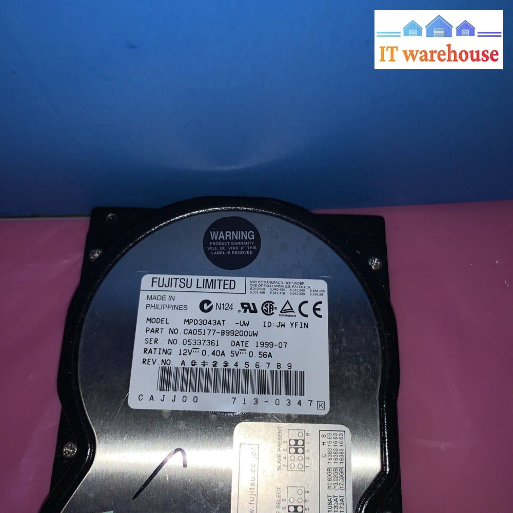 Vintage Fujitsu MPD3043AT 4.3GB ATA-33 IDE 5400 RPM 3.5-inch Internal Hard