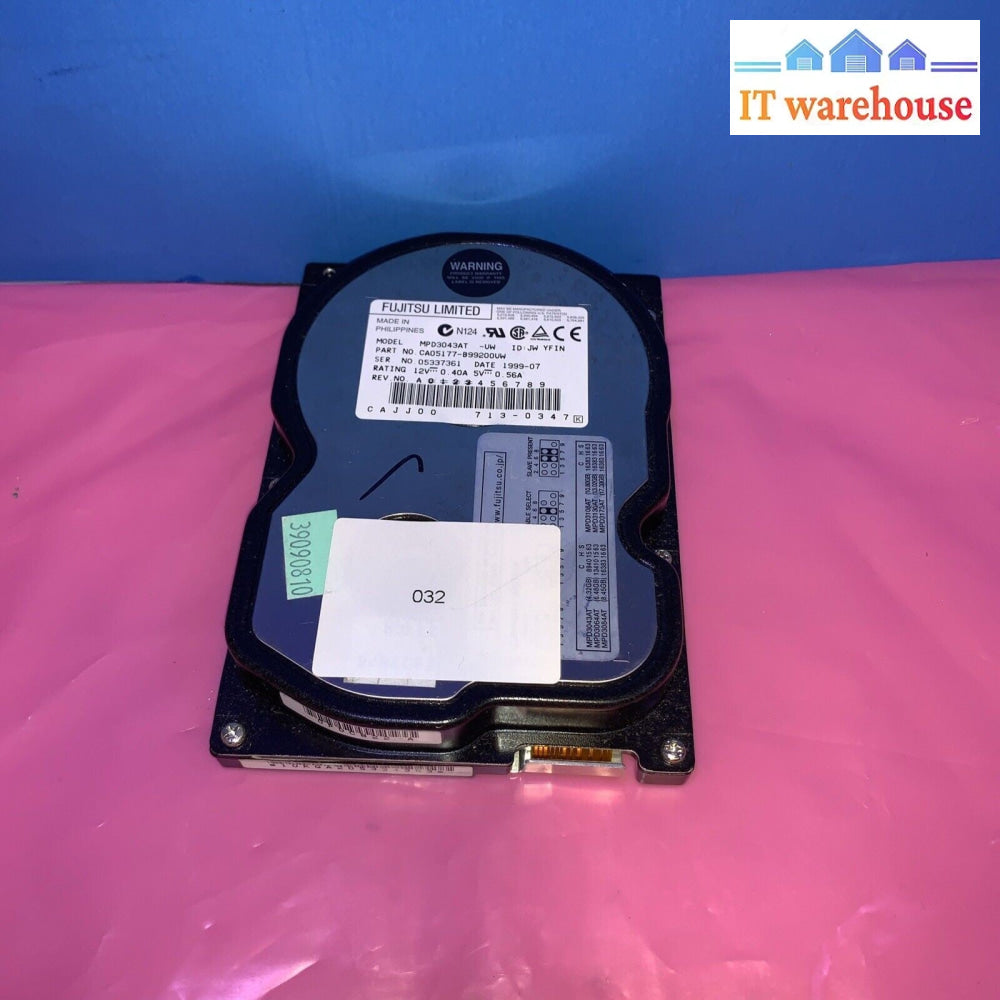 Vintage Fujitsu MPD3043AT 4.3GB ATA-33 IDE 5400 RPM 3.5-inch Internal Hard