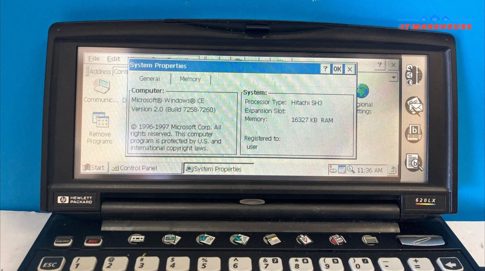 Vintage HP 620LX Touch Screen Mini PC Hitachi SH3 CPU / 16MB RAM / Windows CE ~