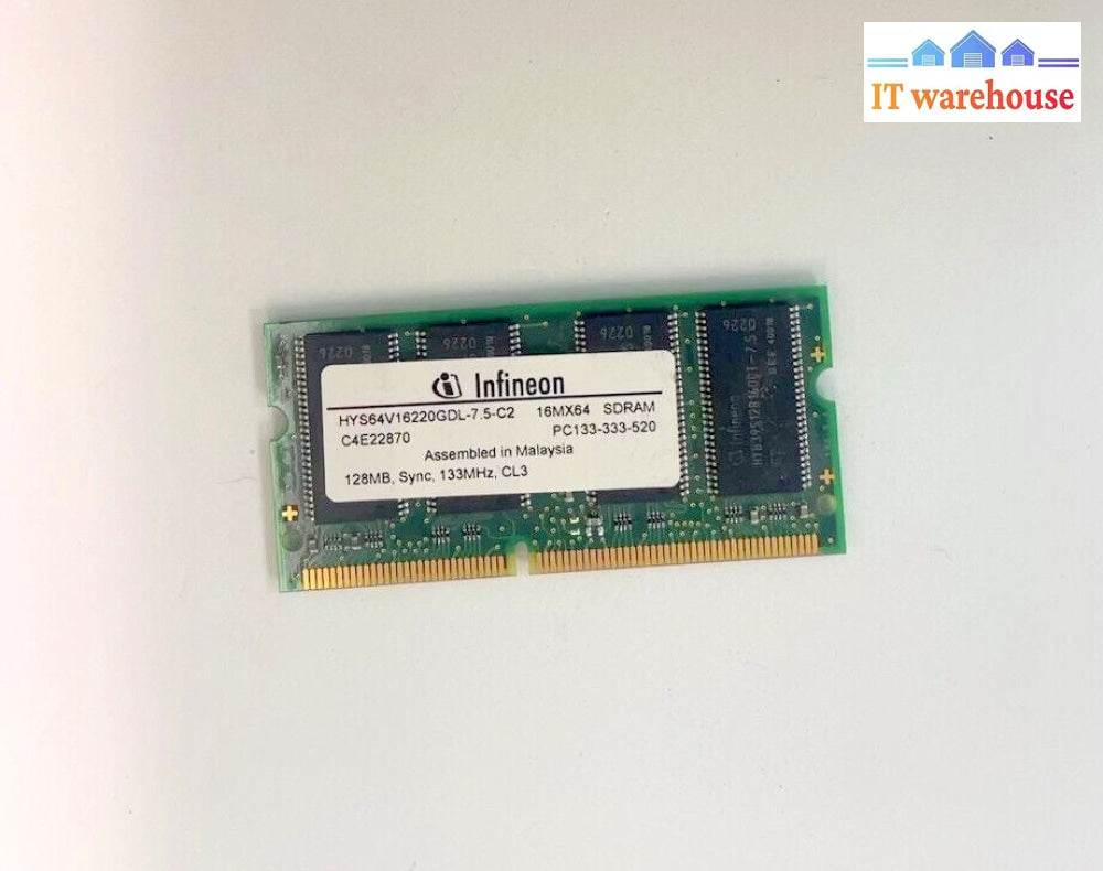 Vintage Infineon HYS64V16220GDL-7.5-C2 128MB SDRAM PC133 CL3 144PIN SODIMM