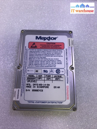 Vintage ~ Maxtor Hard Drive 250Mb Ide 2.5’ 12Mm 25252At