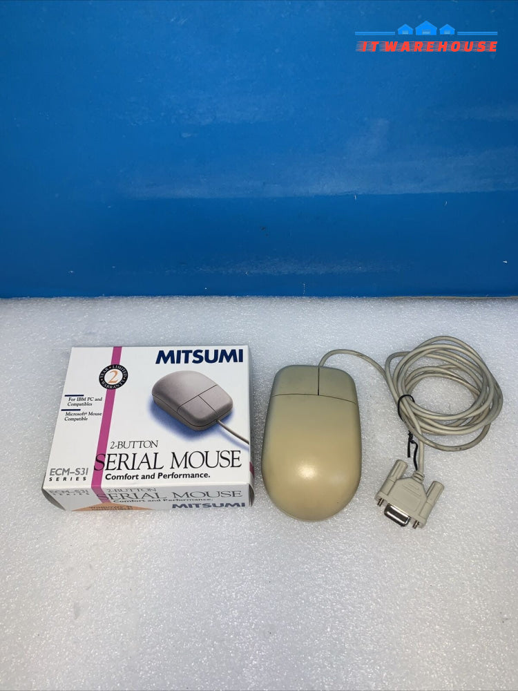 Vintage - Mitsumi 2 Button Serial Mouse ECM-S31 For IBM Apple PC Computer 1996