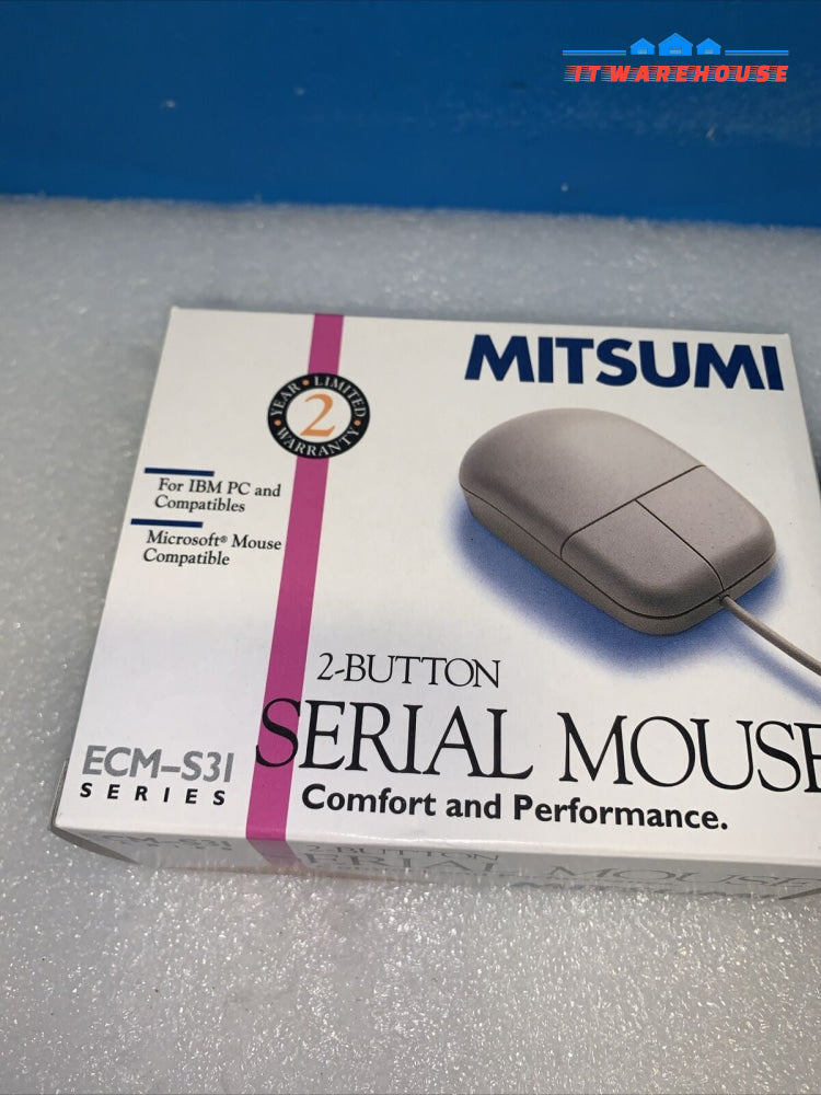 Vintage - Mitsumi 2 Button Serial Mouse ECM-S31 For IBM Apple PC Computer 1996