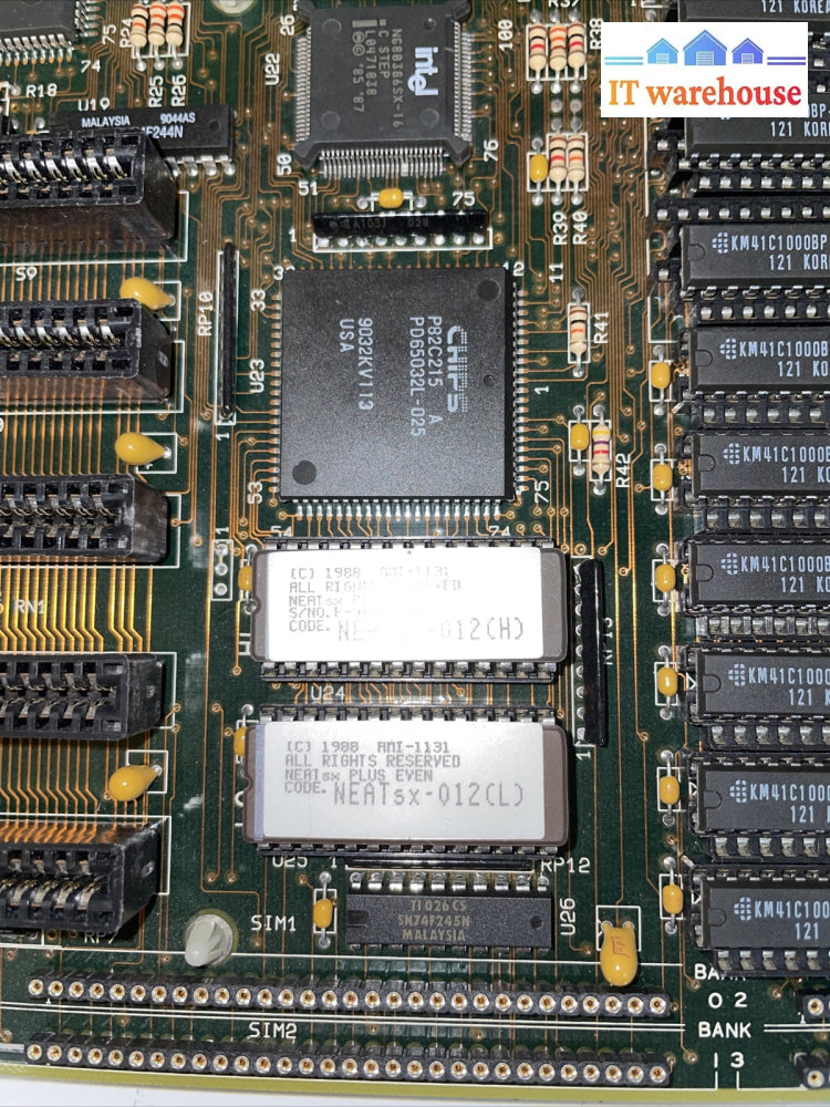 Vintage NEAT 80386 SX motherboard 386 processor 4MB Ram 1988 AMI-1311