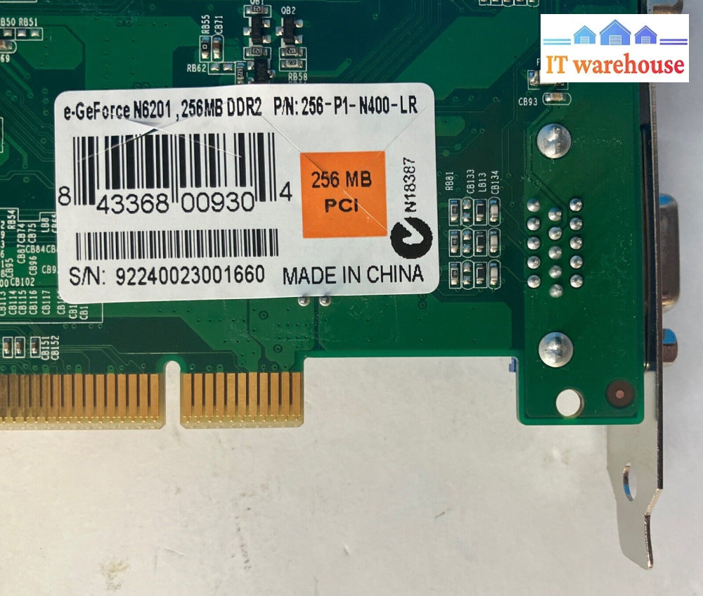Vintage Nvidia E-Geforce N6201 256 Mb Pci Ddr2 256-P1-N400-Lr Video Card ~