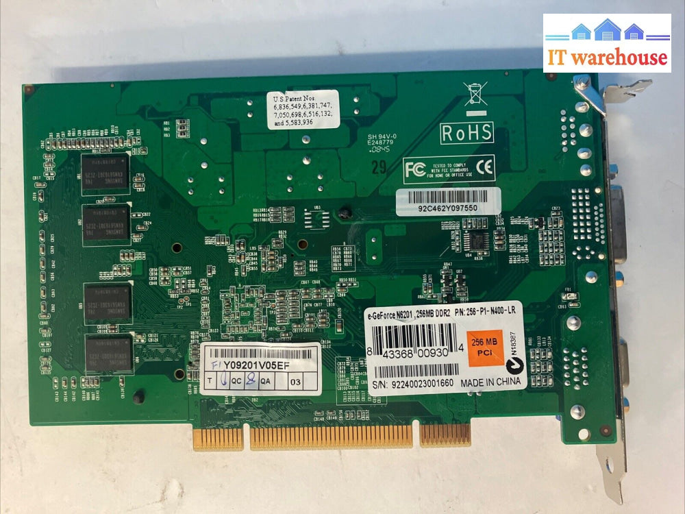 Vintage Nvidia E-Geforce N6201 256 Mb Pci Ddr2 256-P1-N400-Lr Video Card ~