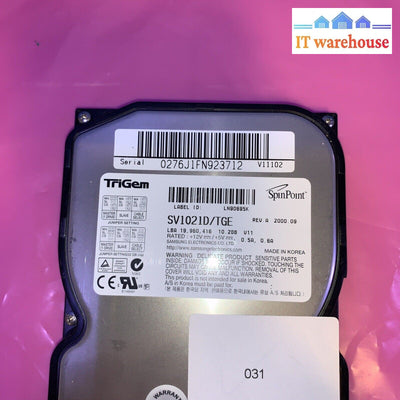 Vintage Samsung 10.2GB 5400RPM 3.5" Ultra DMA 66 IDE EIDE Hard Drive SV1021D/TGE