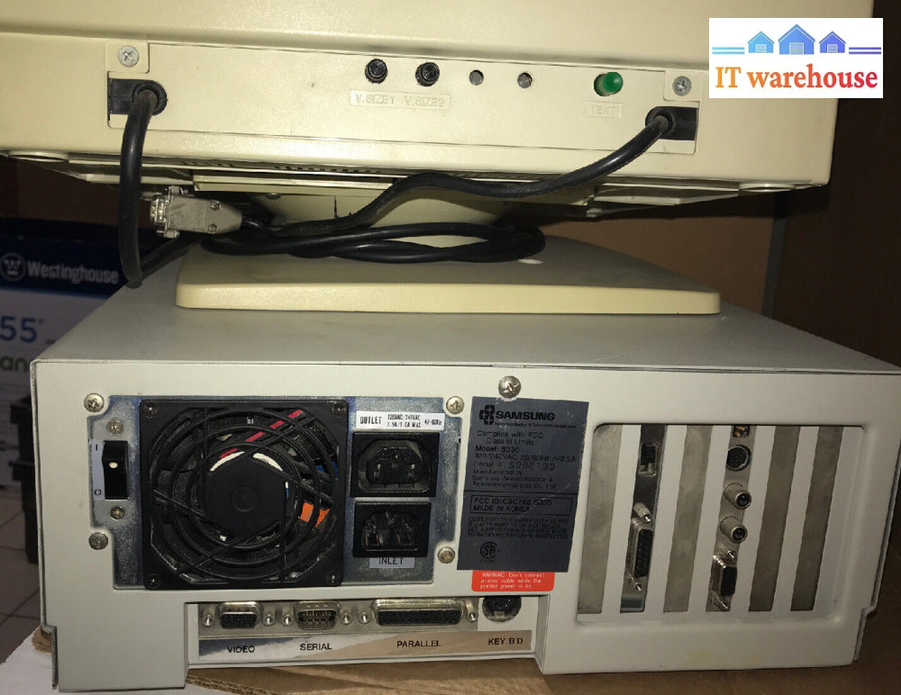 Vintage Samsung S330 8086 Computer & Mini.micro Mm-1453M1 Ega Monitor Kb + Ms