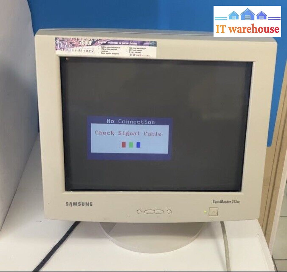 Vintage Samsung Syncmaster 753Df 17’ Gaming Crt Monitor With Vga & Power Cord ~