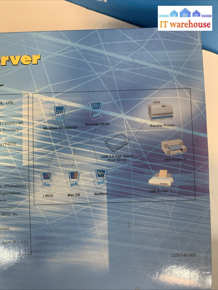 Vintage USB Print Server (windows Me/ 9x/NT/2K/XP, Mac 8.1 Or Later, Linux LPR )