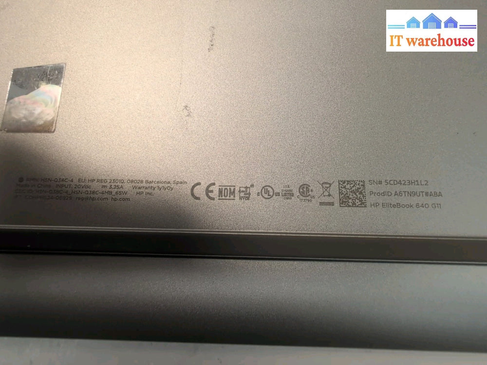 (Water Damaged) HP EliteBook 640 G11 14'' LAPTOP Parts Only -