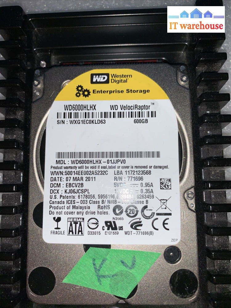 WD VELOCIRAPTOR 600GB HDD 10K HARD DRIVE 10K 3.5" 2.5" WD6000HLHX   (1000+ days)