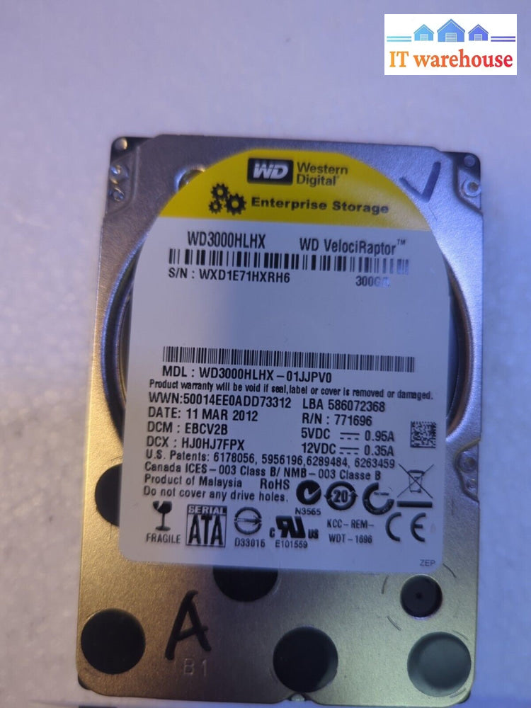 - WD WD3000HLHX VelociRaptor 300GB HDD 10K RPM SATAIII 6Gbs 32MB 2.5" Hard Drive
