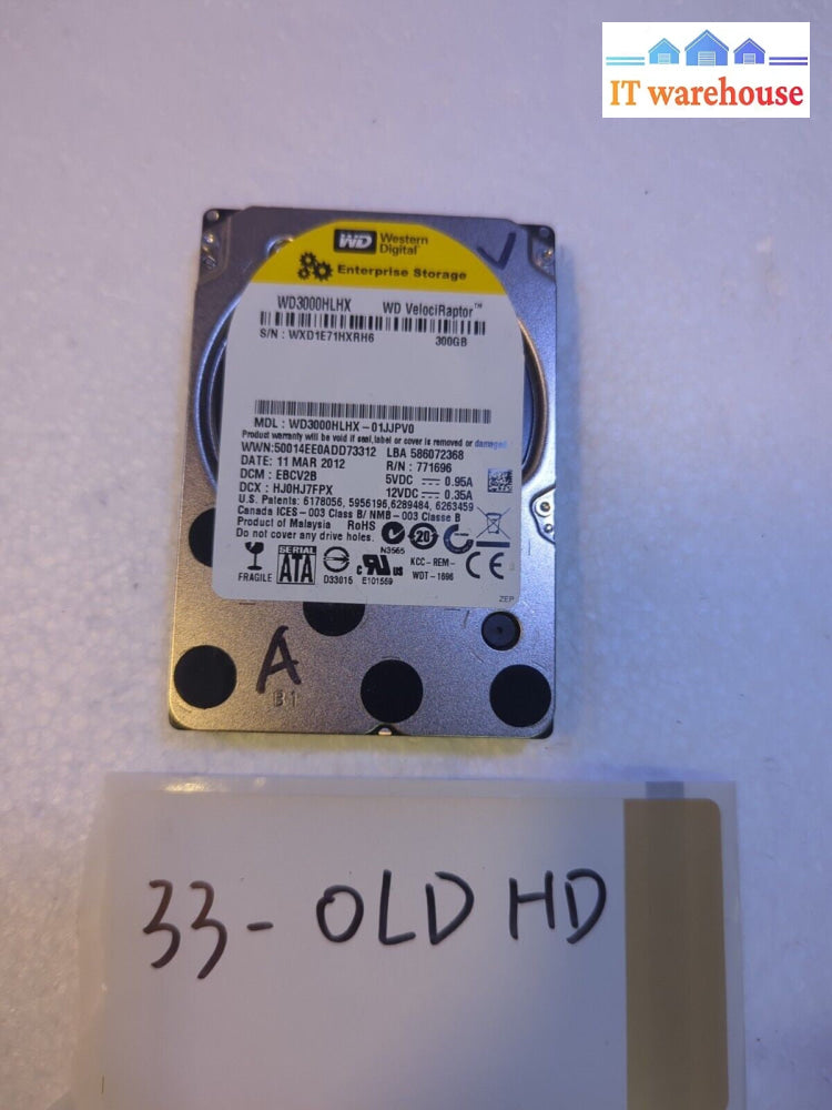 - WD WD3000HLHX VelociRaptor 300GB HDD 10K RPM SATAIII 6Gbs 32MB 2.5" Hard Drive