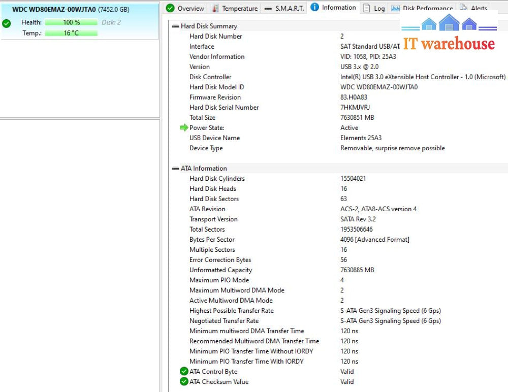~ Wd Wdc Wdbwlg0080Hbk-0B 8Gb External Hard Drive With Ac *Tested/Good Condition