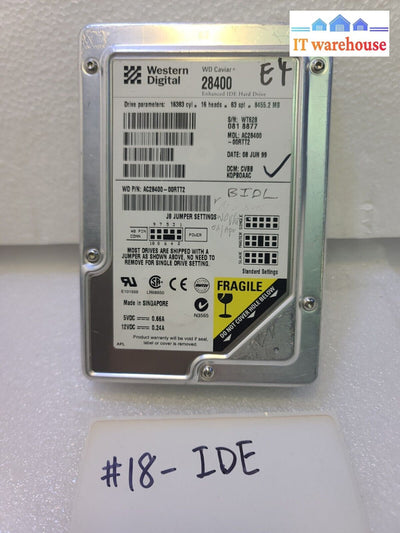 - Western Digital Ac28400-00Rtt2 Wd Caviar 8.4Gb 3.5’ Ide Hard Drive Tested