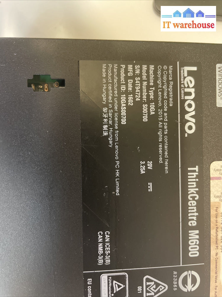 (Wifi)Lenovo ThinkCentre M600 Tiny Intel Celeron N3050 4GB 120GB SSD win 10 Home
