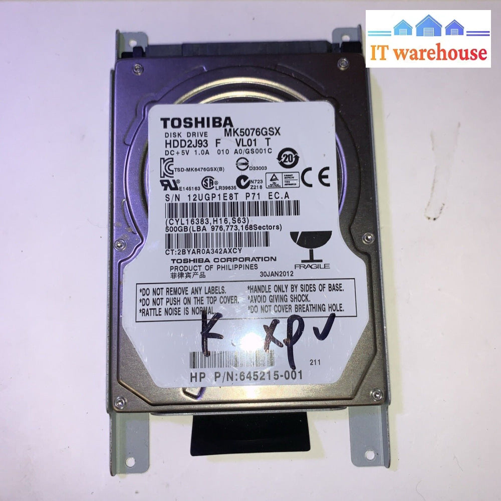 (Windows XP pro SP3 + 500GB HD + Caddy) for ASUS K52JT K52J K52JR A52J P52JR P52J