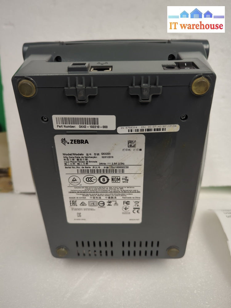 Zebra GK420T Thermal Label Printer (No AC adapter *Read*)