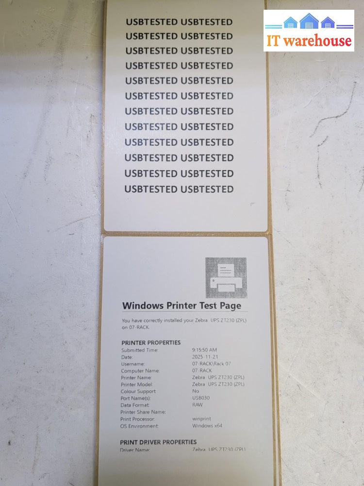 Zebra ZT230 203 DPI Thermal Label Printer (Ethernet/USB) 123100-203 TESTED -