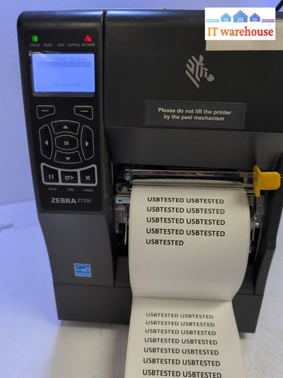Zebra ZT230 203 DPI Thermal Label Printer (Ethernet/USB) PN 123100-203 TESTED -