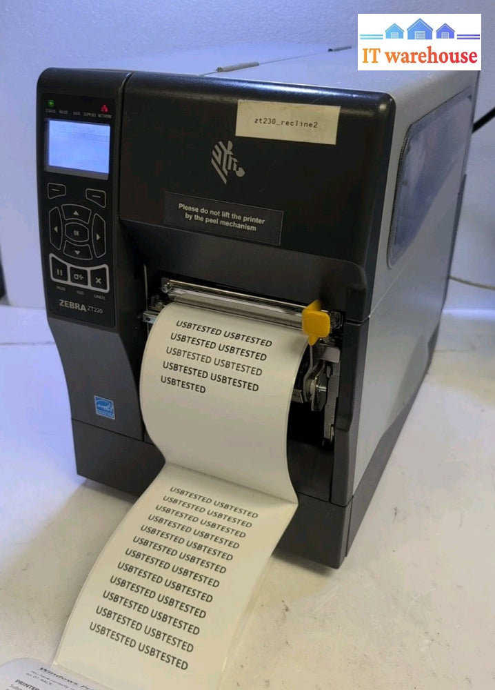 Zebra ZT230 203 DPI Thermal Label Printer (Ethernet/USB) PN 123100-203 TESTED -