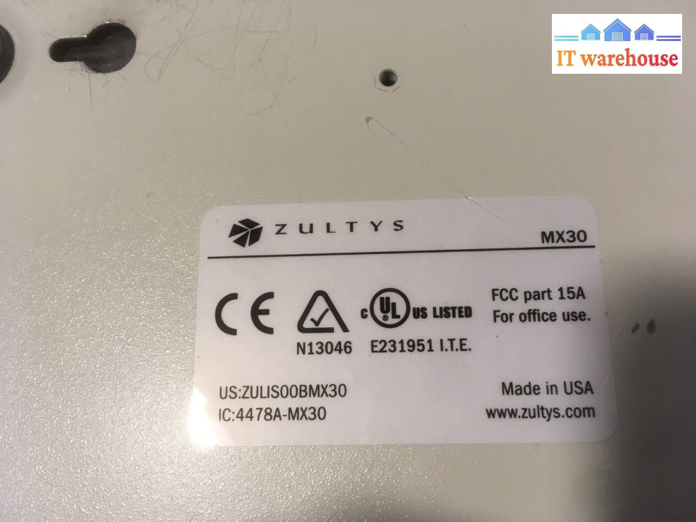 + Zultys Enterprise Media Exchange MX30 PN 89-00030 11C41 004321 W/ AC